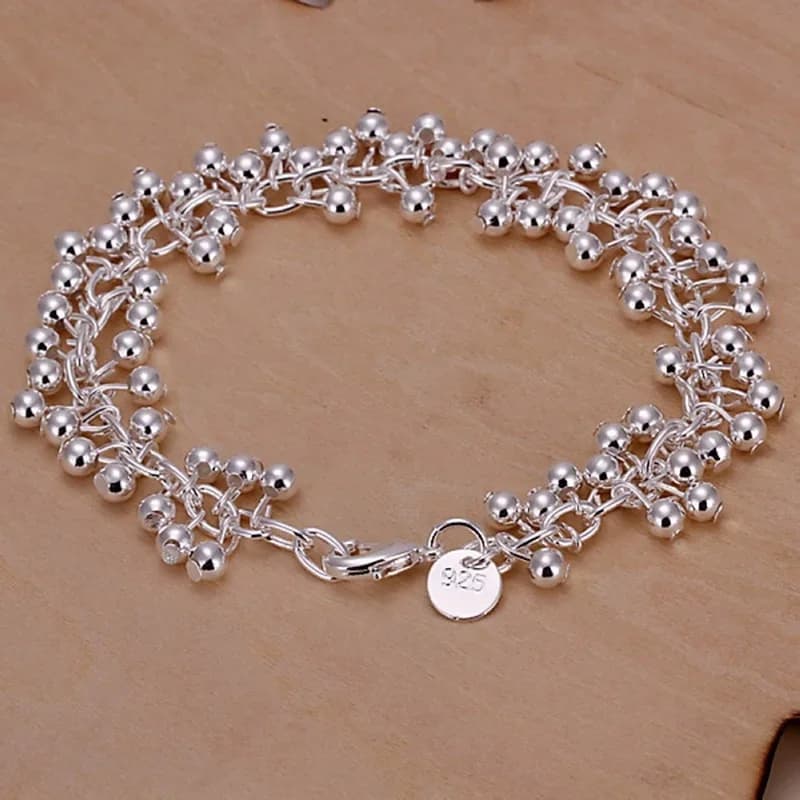 Charms Fine 925 Sterling silver bracelets bead chain fashion cute nice women grapes Bracelet wedding Jewelry party