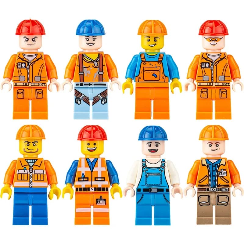 Occupation series Urban construction engineer Children assemble small particle building block toys