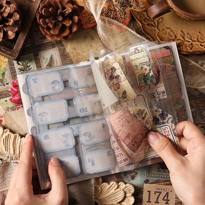 20 Sheets Vintage Scrapbooking Stickers Books PET Materials Creative DIY Journal Collage Material Journaling Supplies Stickers