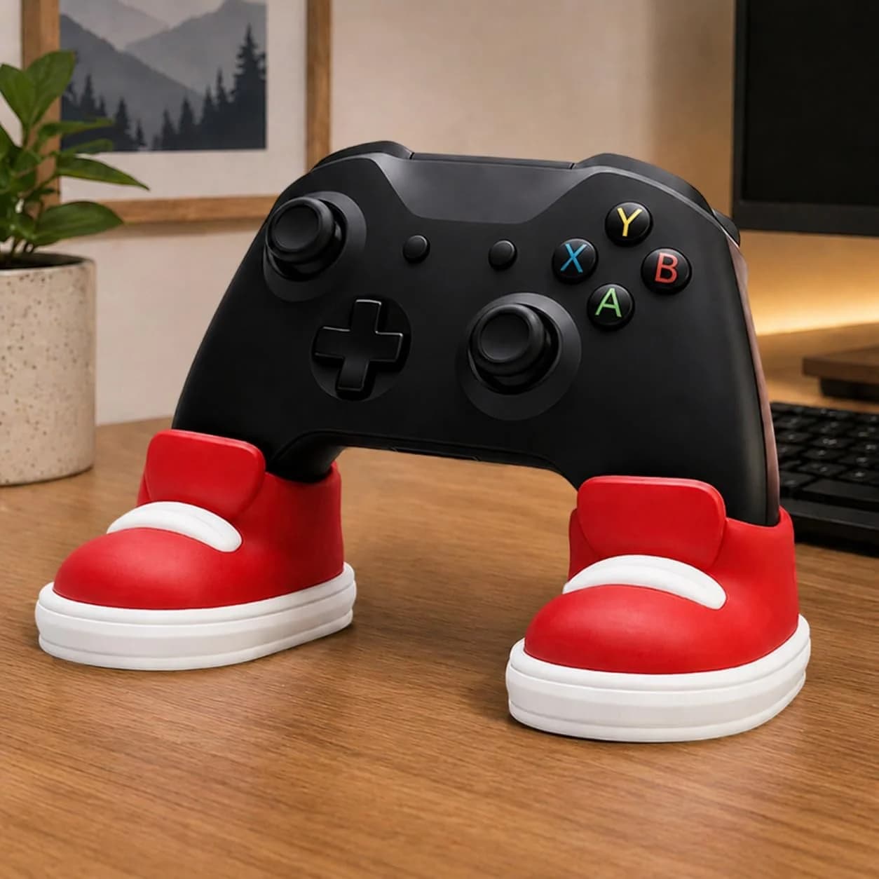 Game Controller Fun Stand - Colorful Shoe-Shaped Holder, Compatible with PS4, PS5, Xbox Controllers, Desktop Decoration