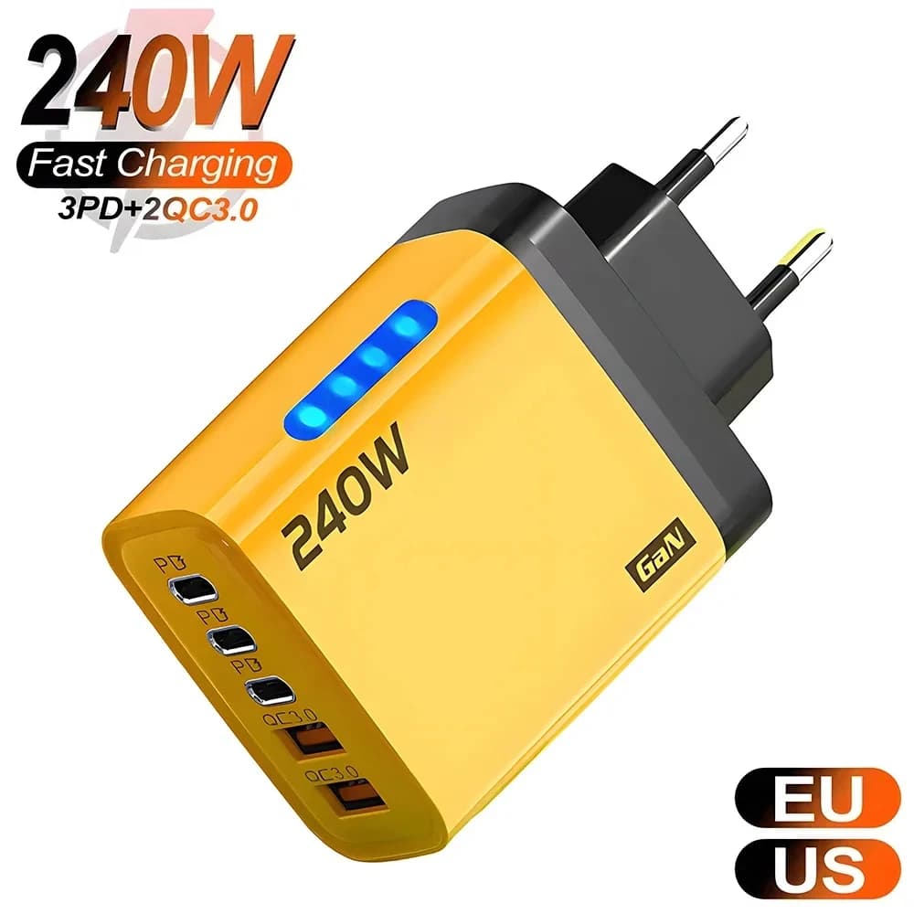 240W USB C Charger Quick Charge QC 3.0 PD Fast Charging Type C Phone Charger Adapter for iPhone Samsung Xiaomi Wall USB Chargers