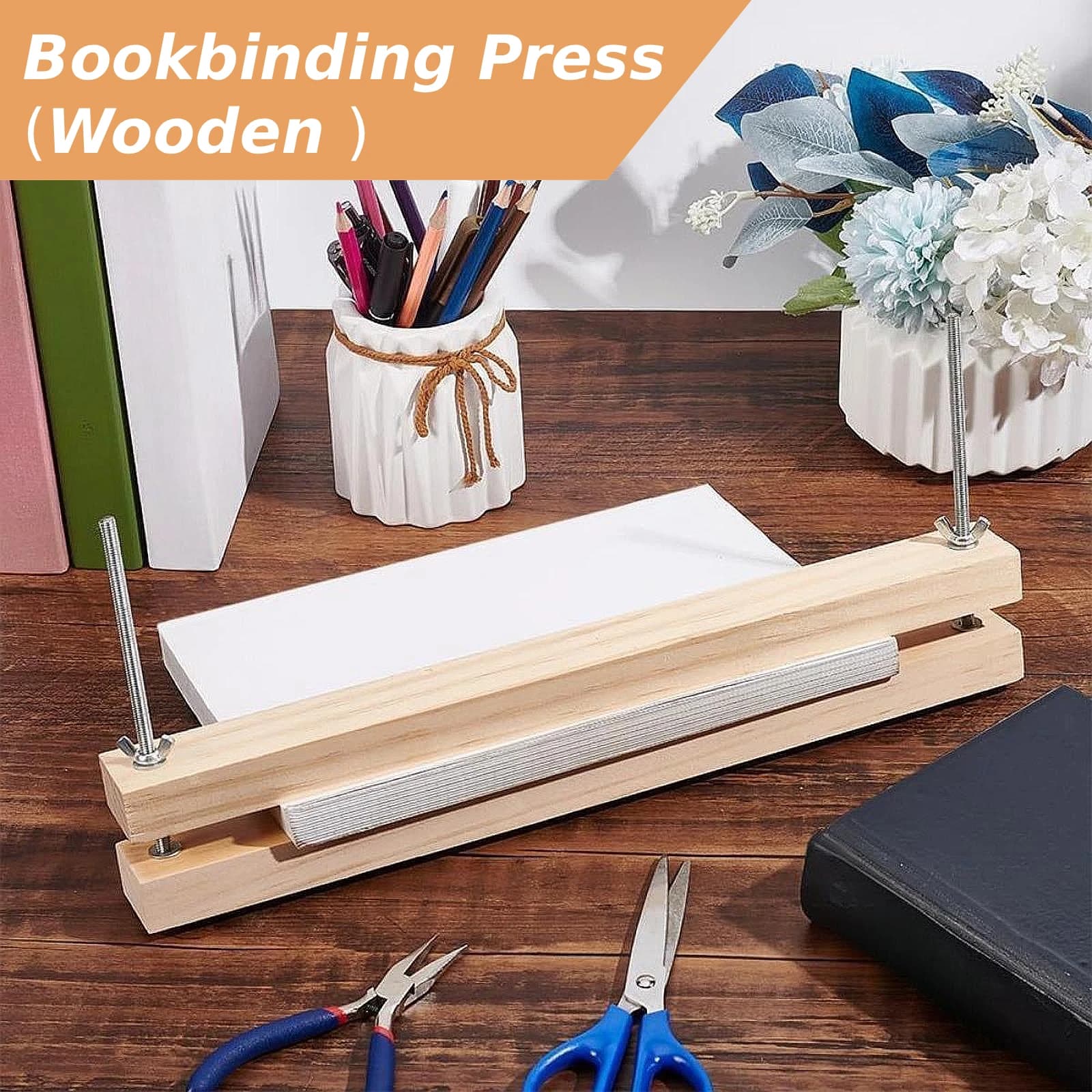 Wooden Bookbinding Press Convenient Multifunctional Bookbinding Machine for Desktop Office School Cardboard Ticket Marking