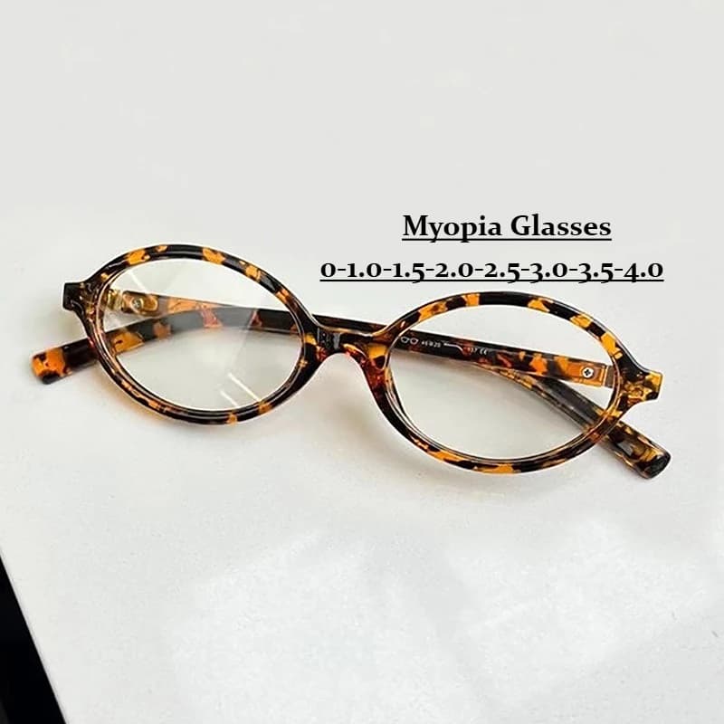 Women's Myopia Glasses Vintage Oval Frame Blue Light Blocking Glasses Near Sight Eyeglasses Eyewear 0-1.0-1.5-2.0-2.5-3.0 ~~-4.0