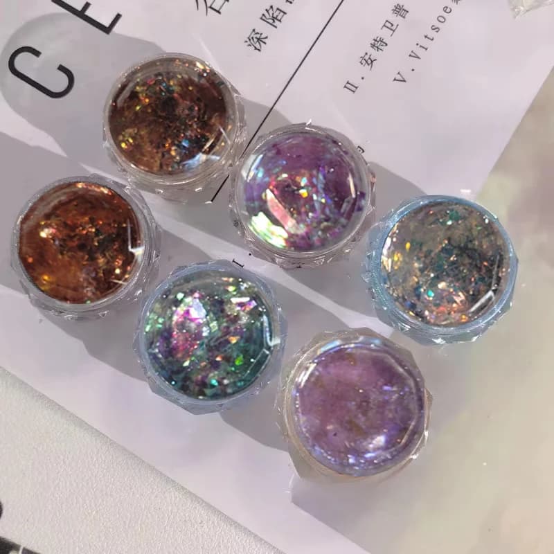 Nail Glitter Powder for Manicure, Feather, Opal, Aurora, Iridescent, Sparkling Flame, Flakes, Shiny Dust, Pigment,