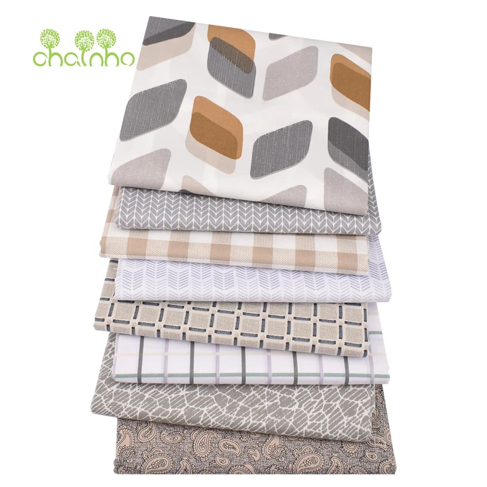 Printed Twill Cotton Fabric,Beige & Gray,DIY Sewing Quilting Home Textiles Material For Baby & Children's Bedding,Shirt,Dress