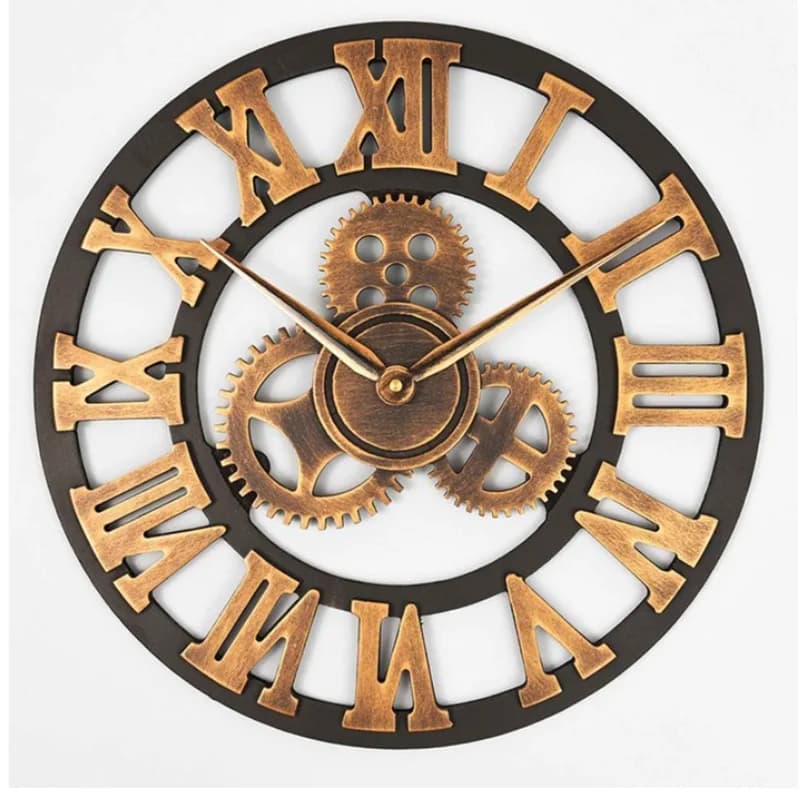 Gear Large Wall Clock Modern Design Clocks Quartz Time Mute Watch Wooden Decor 3D Vintage Horloge Saat
