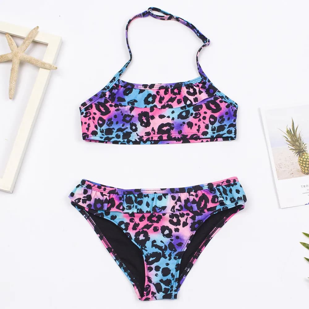 2026 Children's Swimwear Two Piece Butterfly Swimsuit For Girls Halter Summer Bikini Sets Kids Swimsuits Lovely Swimming Suit