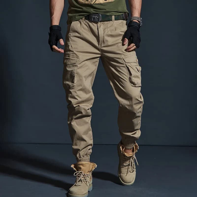 Men's Cotton Cargo Pants, Baggy Fit with Multi Pockets