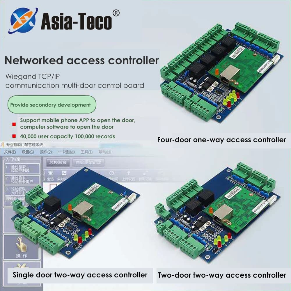 Access controller Single/Two/Four Door Network Access Control Panel With Software Communication Protocol TCP/IP Wiegand Reader
