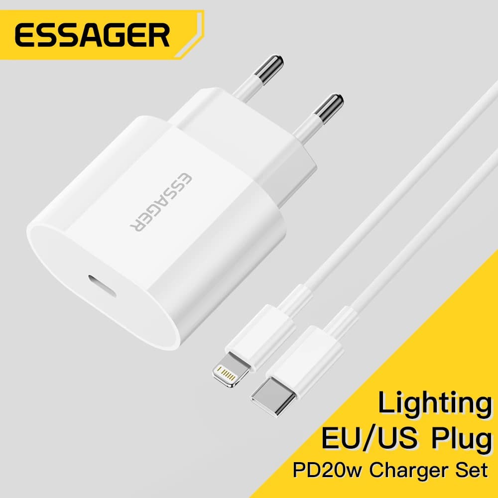 Essager 20W Charger Fast Charging Type-C Lightning Charger Set PD QC Quick Charge For iPhone 14 13 12 11 iPad Pro Max