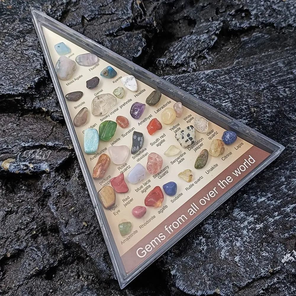 Gemstones Natural Crystal Rock Collection Natural Crafts Mineral Rock Polishing Natural Specimens Triangular Set 36 Ore Funny