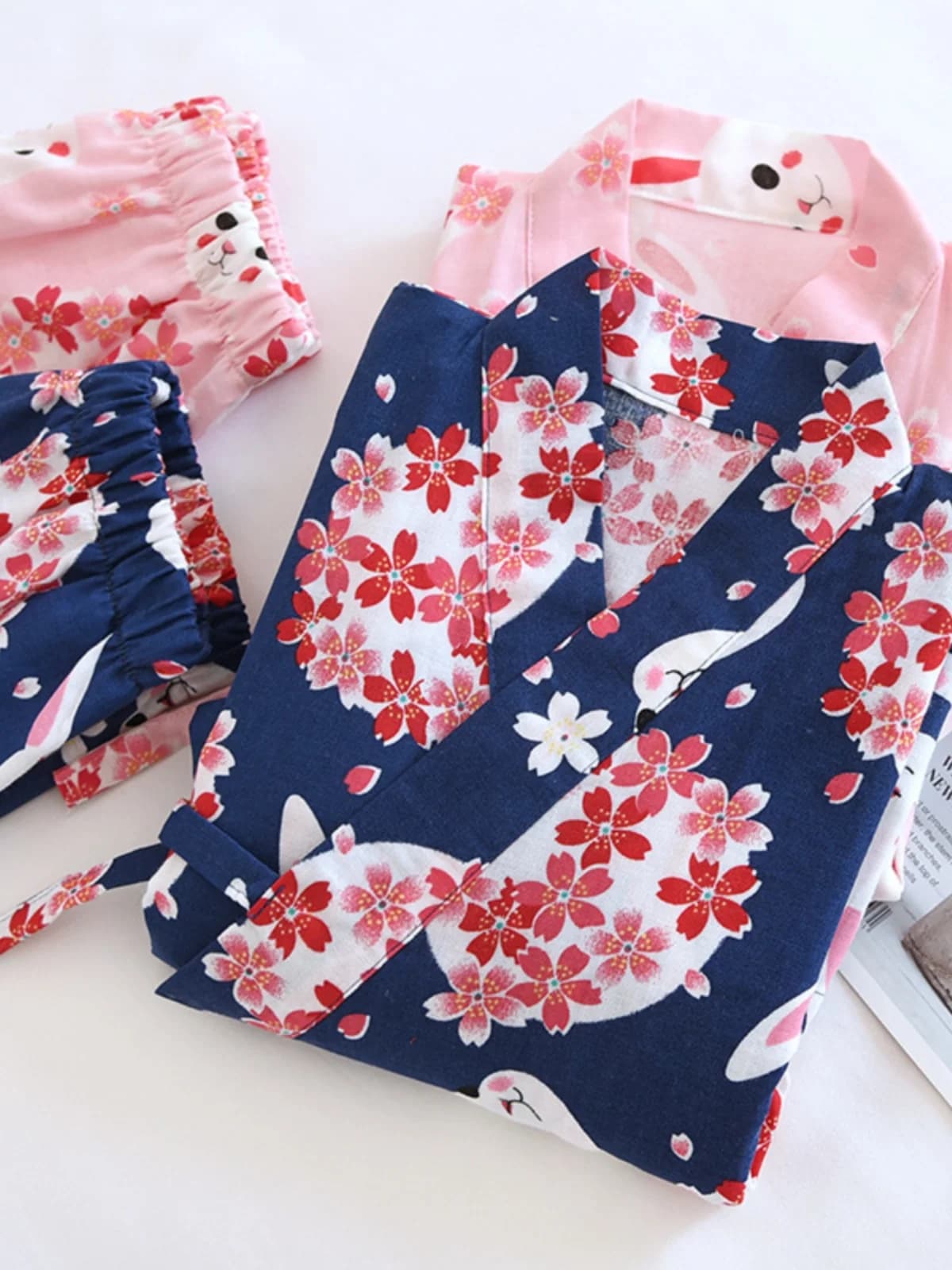 Girls Cotton Kimono Style Bathrobe Double Layered Pure Cotton Summer Spring Seasonal Children's Sleepwear Steam Sauna Suit