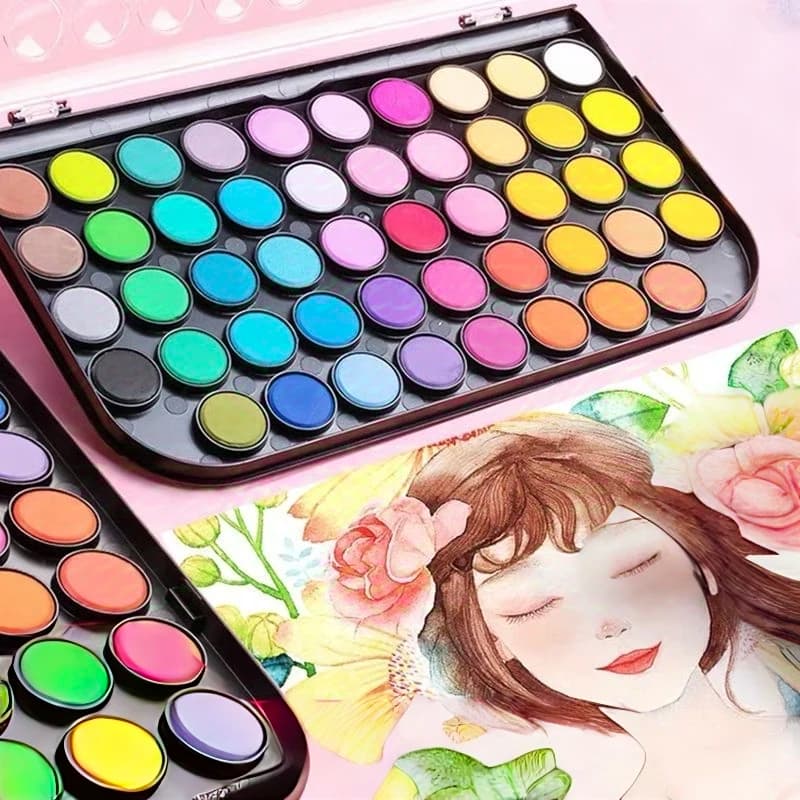 16/36/48 color watercolor paint set, including brushes and portable case, with bright colors, suitable for painting, writing