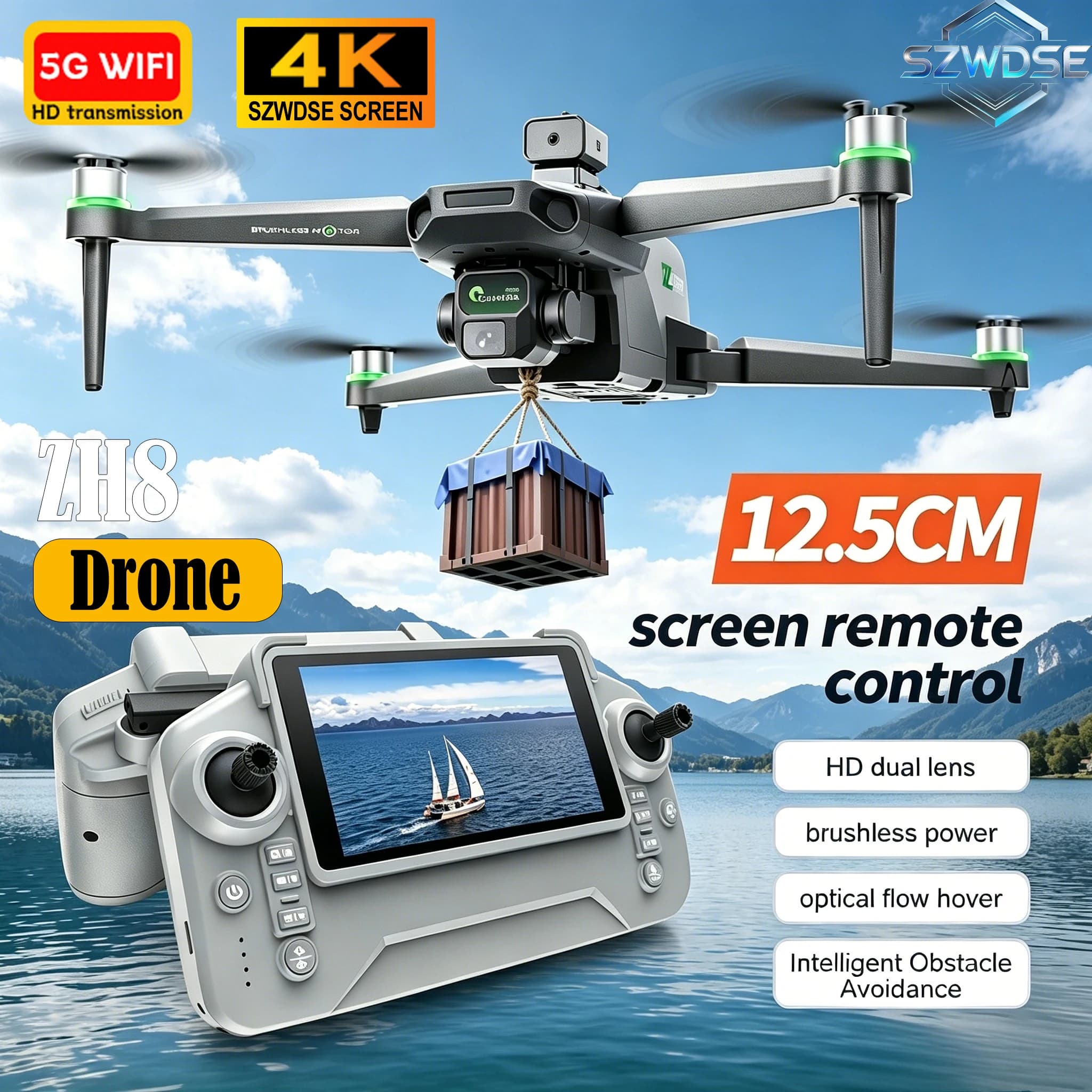 2026New Drone 4K Camera with Screen Live View Brushless Motor Stabilized Airdrop Quadcopter for Beach Photography Party Surprise