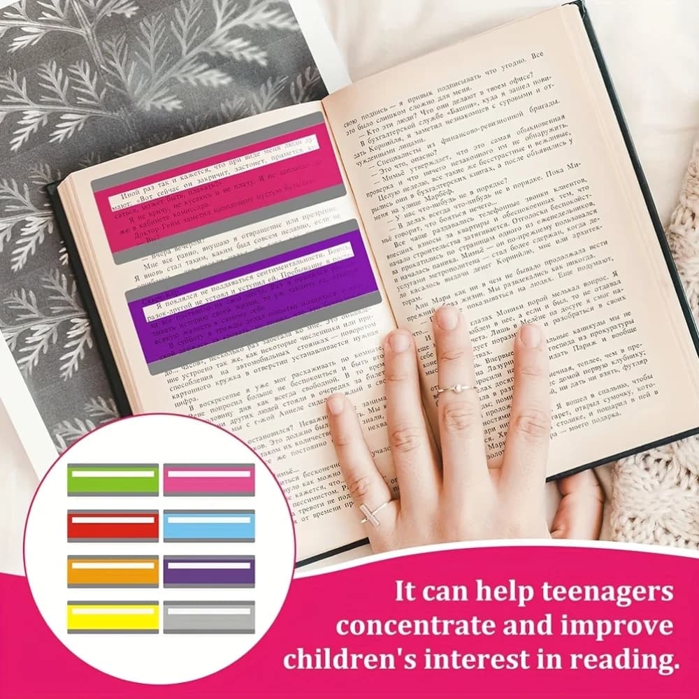 Reading Aid Bars with Color-Coded Overlays, Highlighting & Tracking - Easy-to-Use Bookmarks for Dyslexia, Teachers, and Students