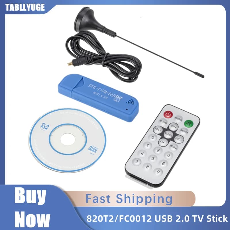Mini Portable TV Stick 820T2 FC0012 Digital USB 2.0 TV Stick DVB-T + DAB + FM RTL2832U Support SDR Tuner Receiver TV Accessories