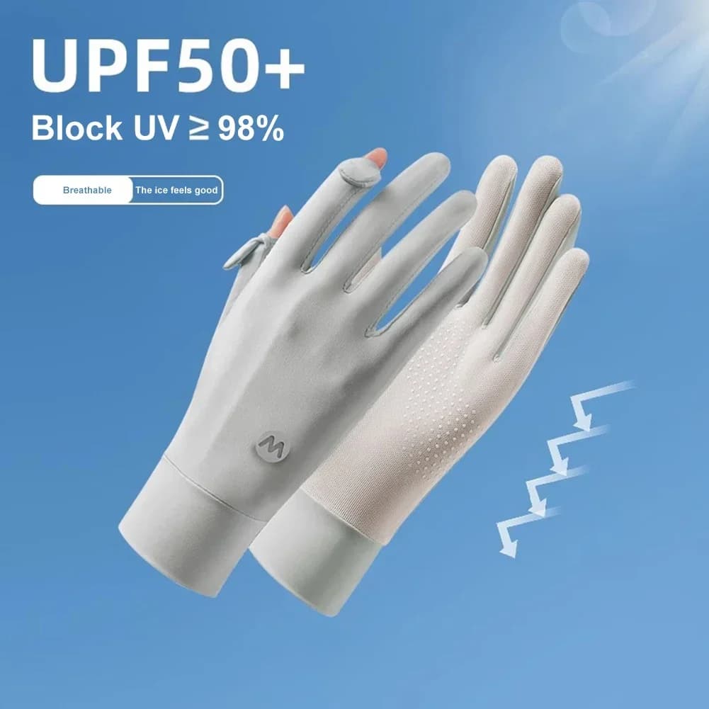 Women UV Sun Protection Gloves Breathable Touchscreen Sunblock Gloves Non Slip Ice Silk Cycling Gloves for Cycling Driving