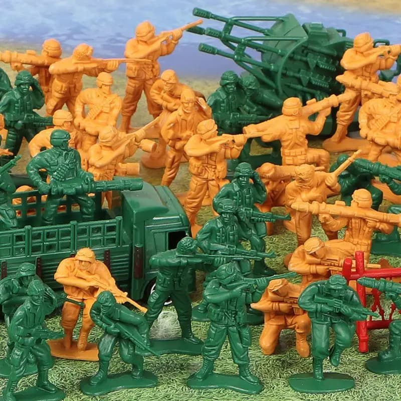 Boys Toy Soldier Set WWII Military Model Soldier Legion Fighting Sand Table Scene Dolls Plastic Static Action Figures Collect...