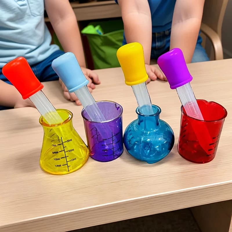 1 Set Educational Mini Measuring Cups - 4 Colored Plastic Cups, Science Experiment & Sensory DIY Teaching Aid