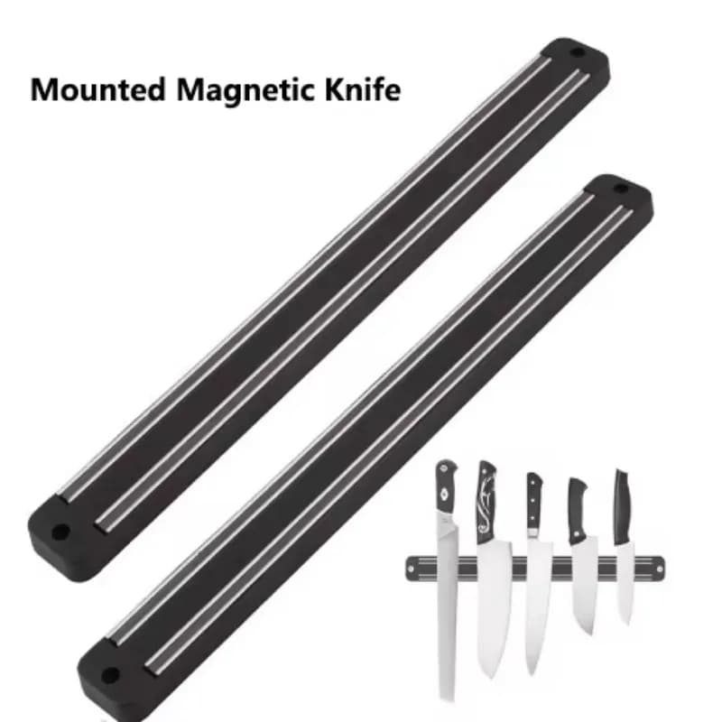 Kitchen Wall Mounted Magnetic Knife Holder Hardware Tools Absorbent Simple Multifunctional Shelf Plastic Stripe