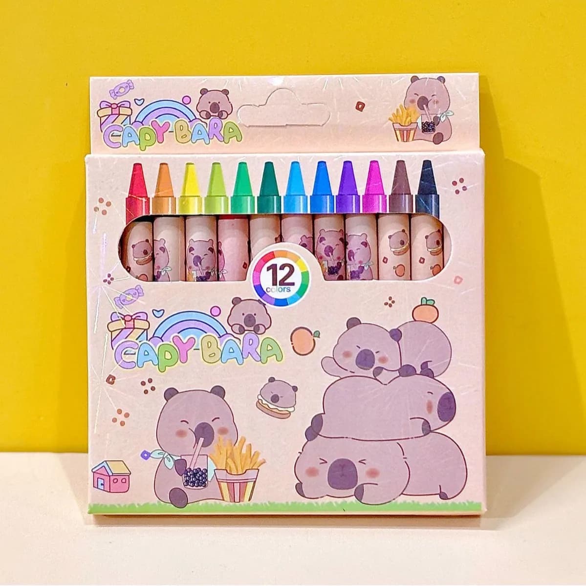 12/36pcs Cute Capybara Crayons 12 Colors 8.8cm Colored Crayon Pencil Painting Graffiti Kid Party Birthday Gift Kindergarten
