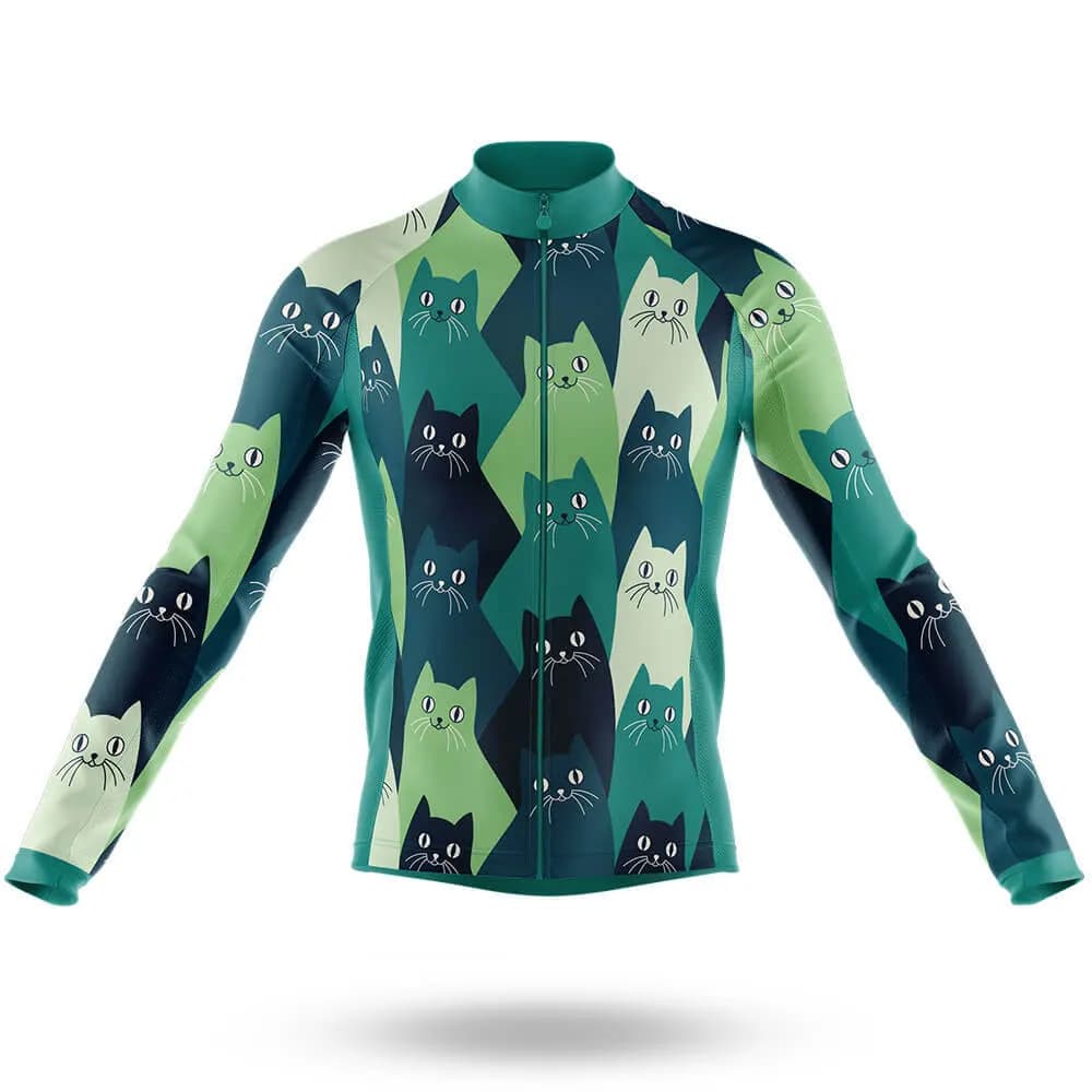 Cycling Jersey Men CARTOON CAT Bike Tops MTB Bicycle Shirt Mountain Road Riding Clothing Summer Long Sleeves Cycling Jacket