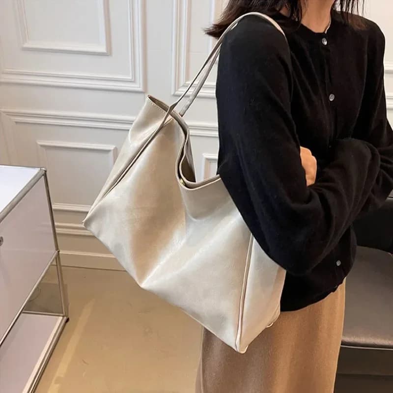 Women Tote Bags Fashion Underarm Pouch Large Capacity Soft Pu Shoulder Bag Retro Crossbody Bag Casual Portable Bucket Bag