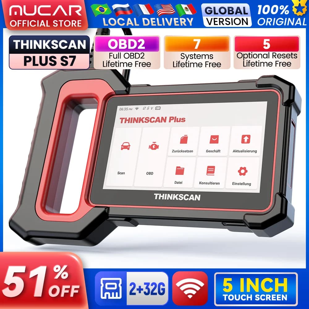THINKSCAN PLUS S4/S6/S7 OBD2 Car Diagnostic Tools Multi System Scan ABS SRS ECM TCM BCM IC AC Reset Code Reader Auto Scanner