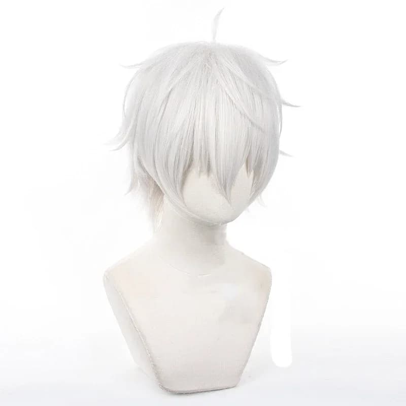 Synthetic Hair Anime Seishiro Nagi Cosplay Wigs Silver White 30cm Short Warping Heat Resistant Man Wig