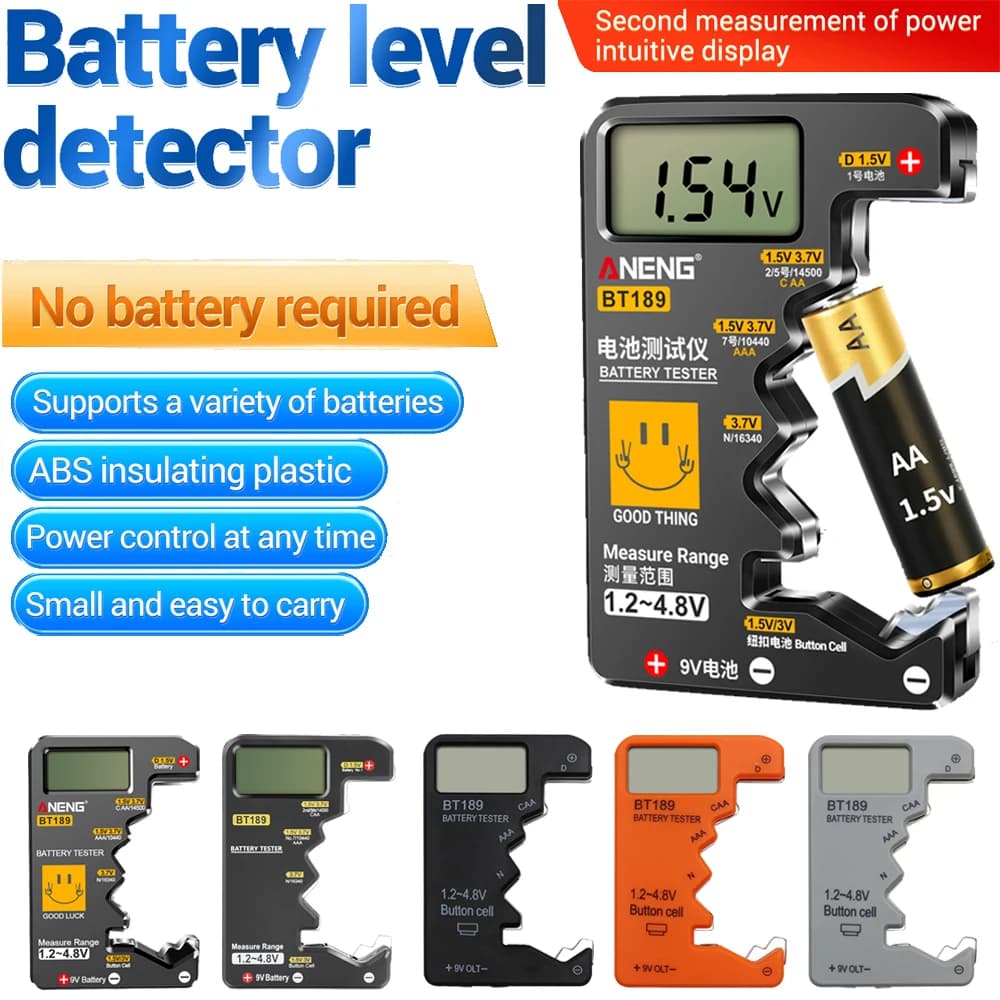 LCD Digital Display Battery Tester BT189 Battery Tester Universal Battery Checker For AA AAA 9V 1.5V/3V Button Cell Batteries