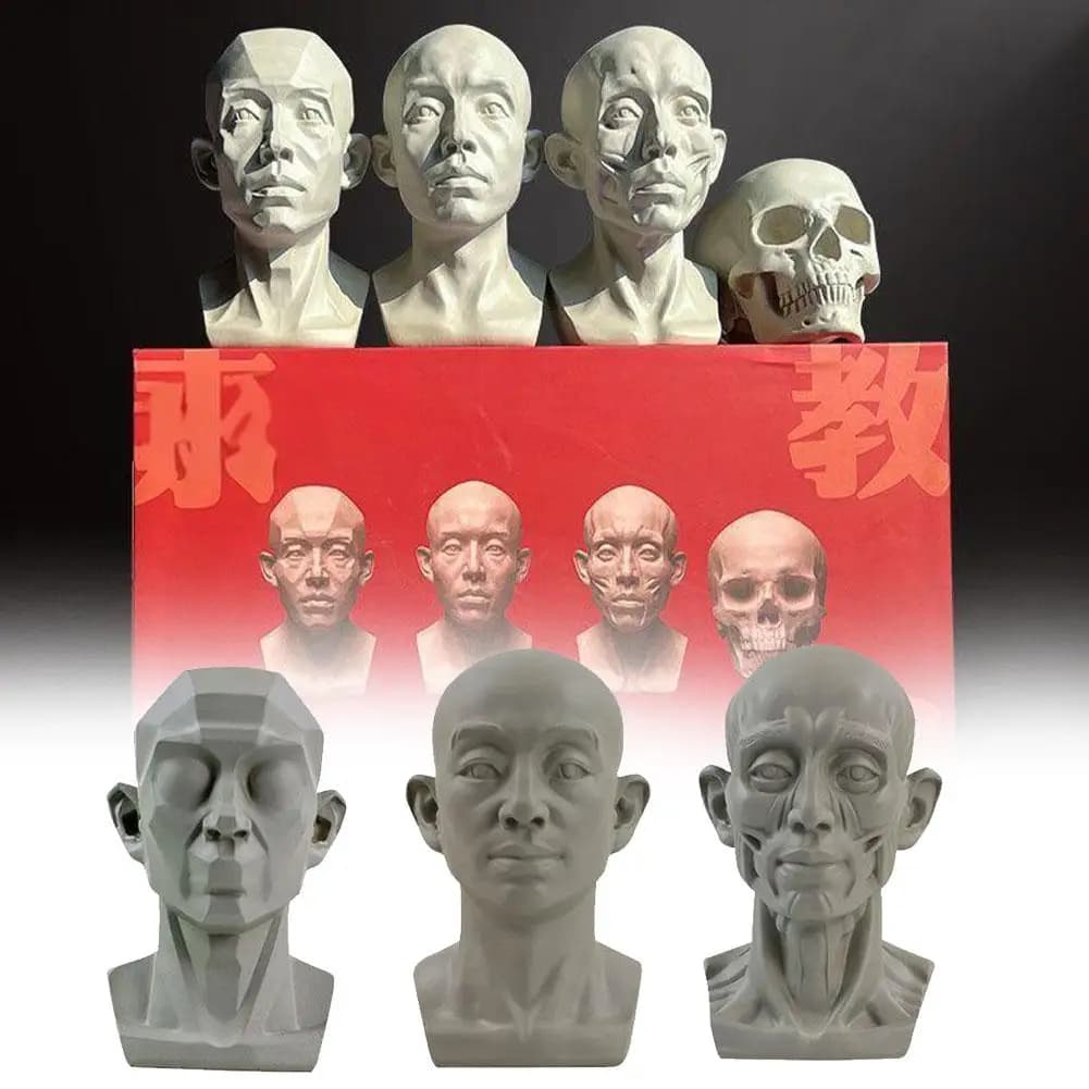 Art Plaster Portrait Teaching Aids Simulation Flat Head Plaster Portrait Practical Mini Version Resin Tool Sketch Learning