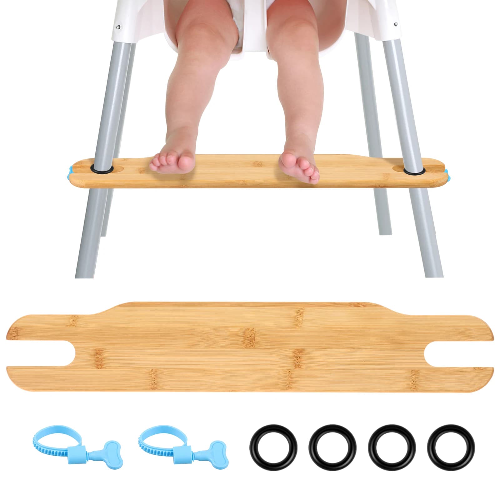 High Chair Footrest Bamboo Infant Seat Foot Rest Non-slip Stable Baby Adjustable Highchair Kids Furniture Accessories