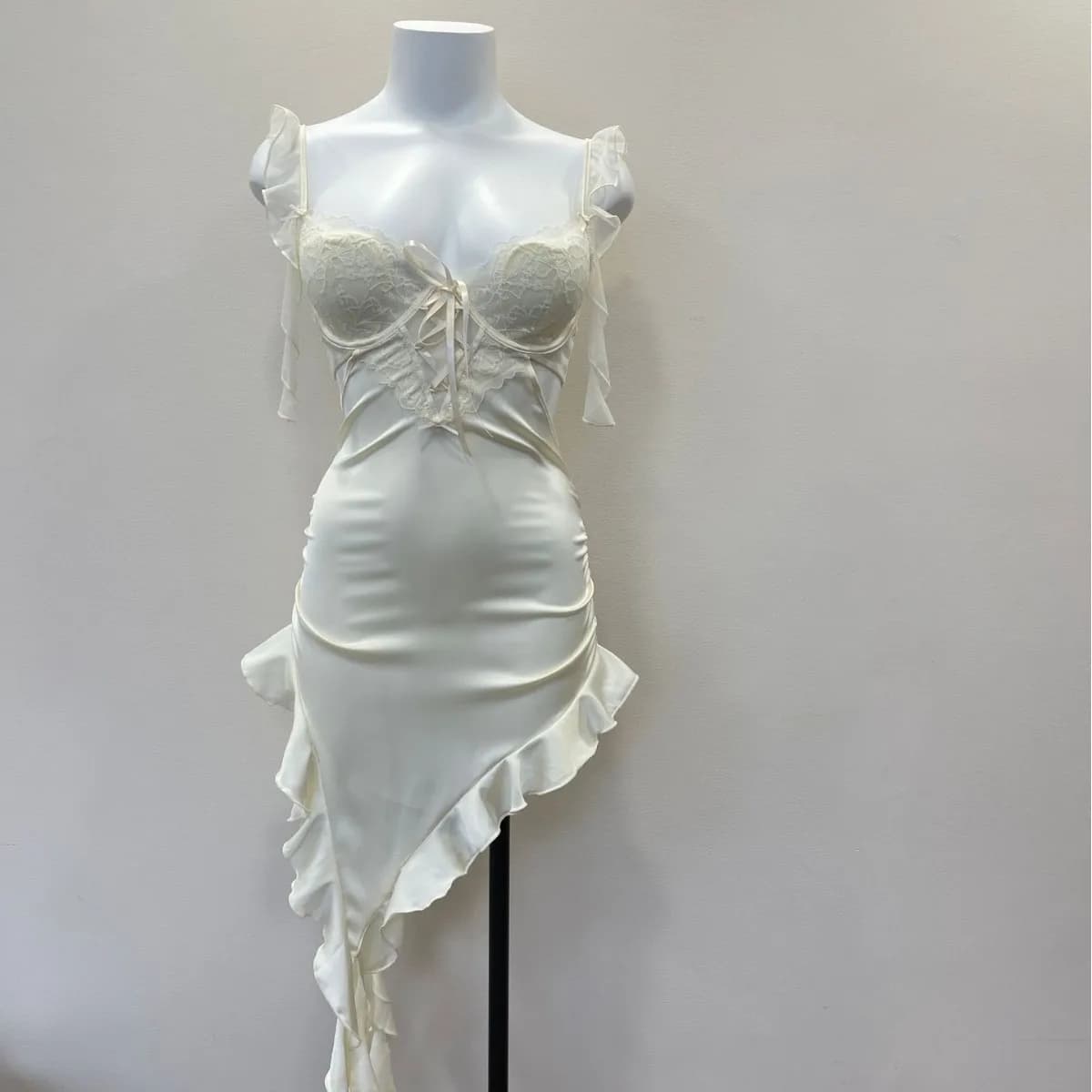New Wedding Nightwear Women's Sleepwear Home Clothes Fashion Lace Silk Suspender Nightgowns Sexy Slim Split Fungus Sleepshirts