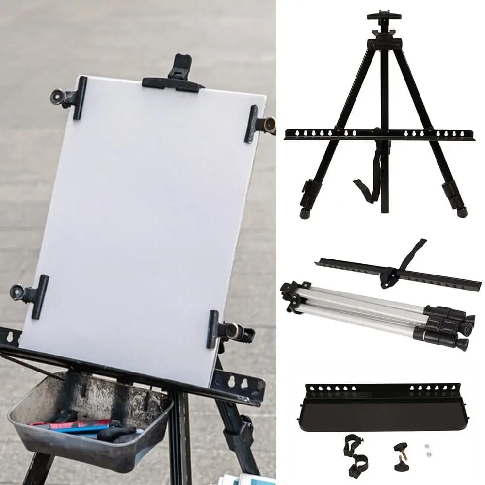 Adjustable Sketching Easel Triangle Black Silver Display Stand Installation Free Tool Shelf Sketch Drawing Easel Art Supplies