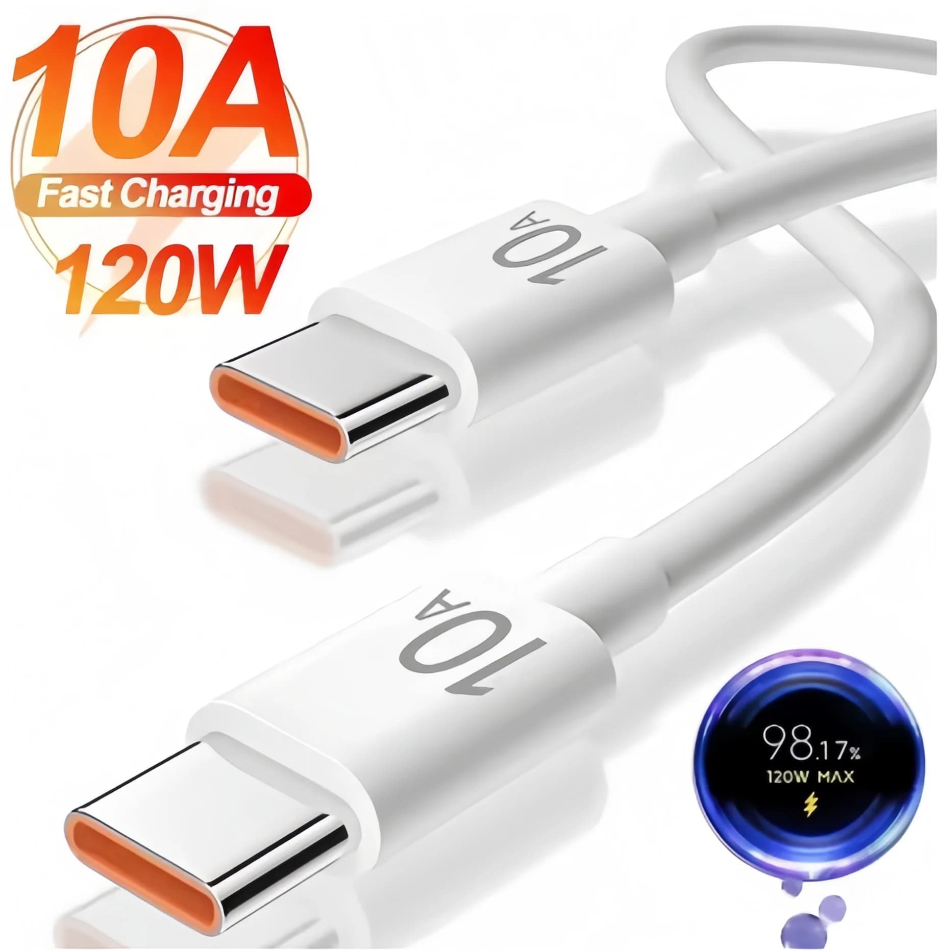 High Quality Data Cable 120W 10A Mobile Phones Fast Charging Cable Dual Type C Ports USB For Xiaomi Samsung iPhone Oneplus Redmi