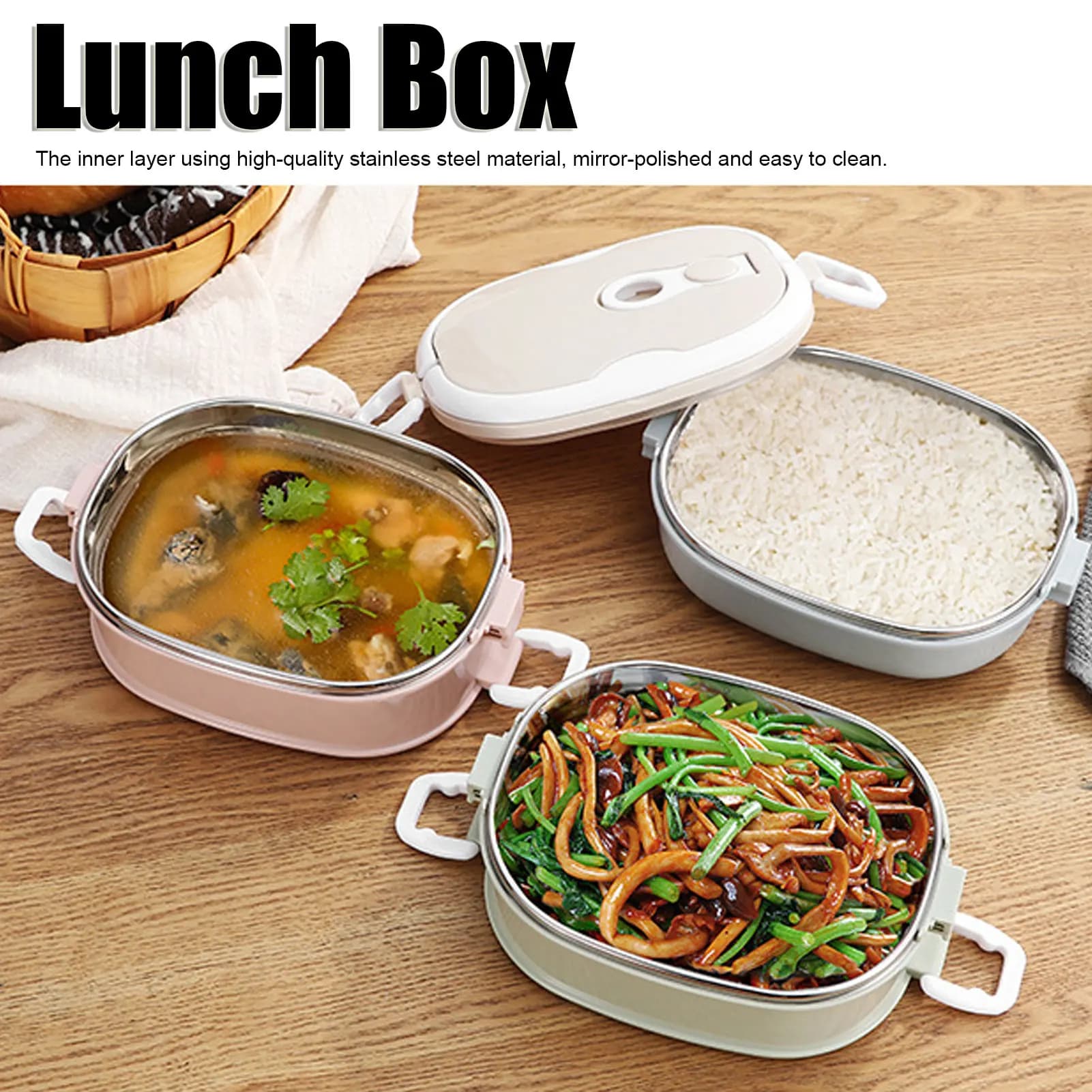 Lunch Box Lunch Box Portable Stainless Steel Food Container for Student Children Work Kitchen Utensils Stainless Steel Lunch Box