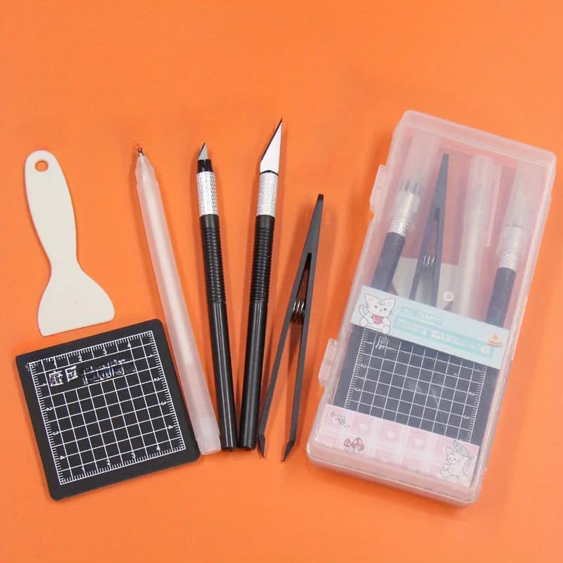 DIY Art Craft Tool Set with Cutting Mat & Sculpting Tools, Multi-Functional Creative Kit with Clear Storage Box for Handmade Pro