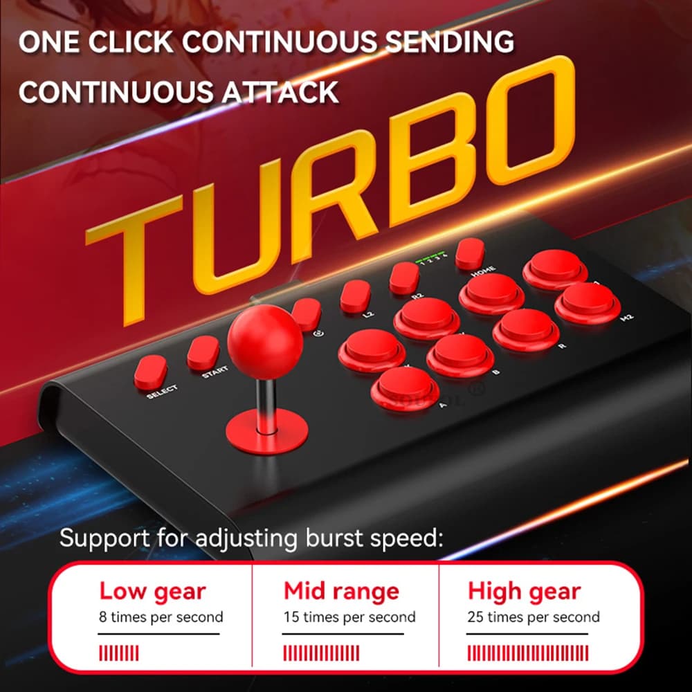 Y02 Fighting Game Joystick W Stretchable Bracket Games Console 3-Mode Connect Macro/TURBO Function for PS4/Xbox One/Switch OLED