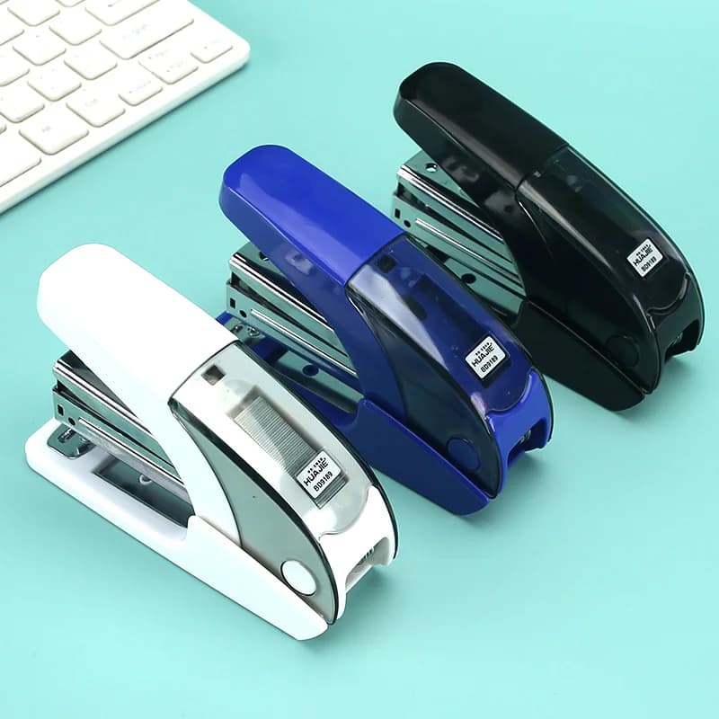 HUAJIE 1pcs Small Lightweight Portable Office Stapler – Effort Saving Heavy Duty Desktop Stapler with Staple Storage