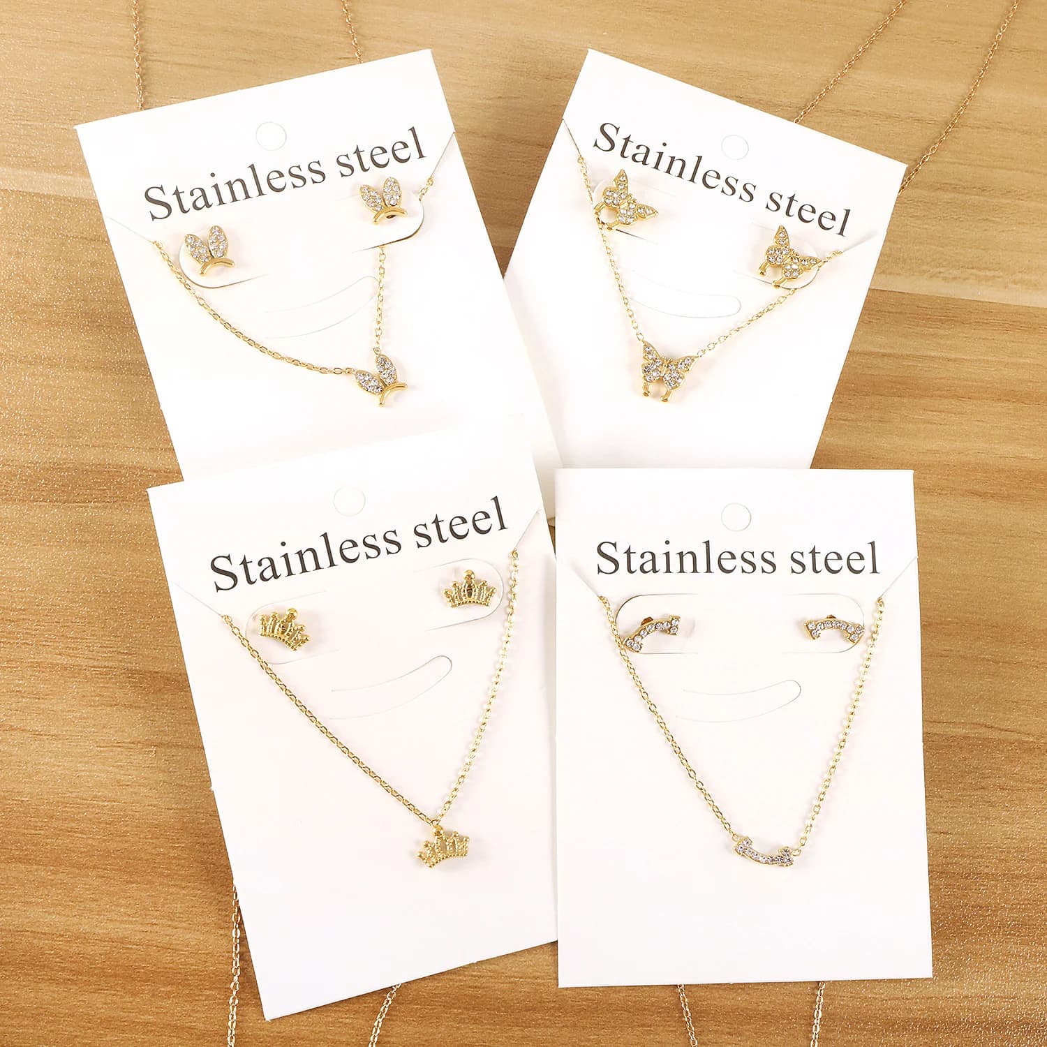Necklaces Jewelry Sets For Women Girls Stainless Steel Pendant Necklaces And Earrings 2 Pieces Sets Wedding Party Jewelry Gifts