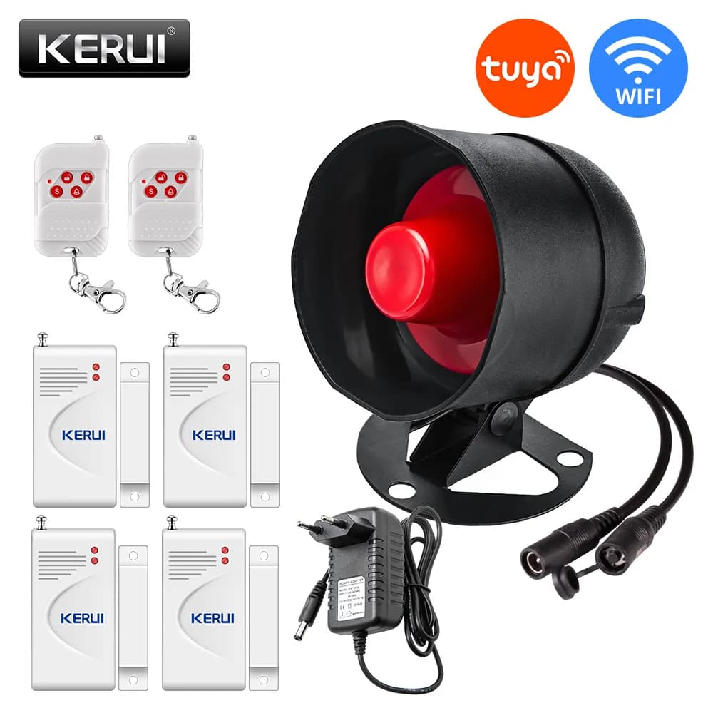 KERUI Tuya Smart WIFI Wireless Security Alarm System Siren Home Burglar Motion Door Sensor Compatible Google Home Alexa 433Mhz