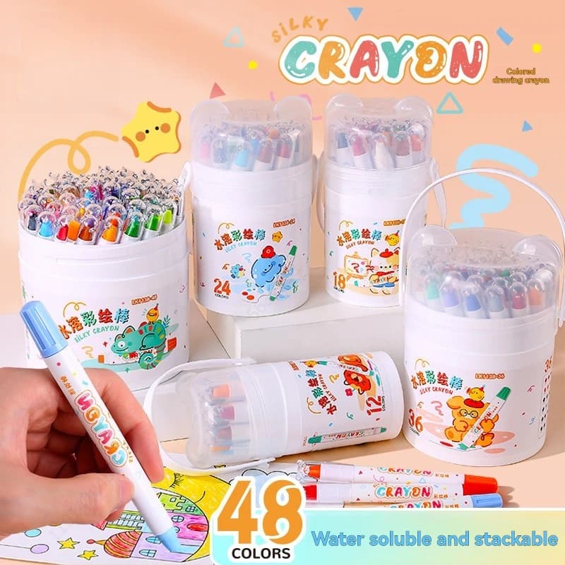 12/24/36/48 Color Silky Twistable Crayons Washable Art Supplies Multicultural Pastel Gel Crayons,Easy Grip Coloring Gift School
