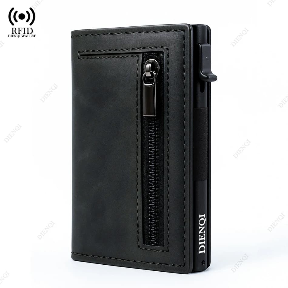 Anti-theft Credit Card Holder Men Wallets Rfid Blocking Aluminum Leather Pop Up Minimalist Wallet Cardholder Wallets for Men