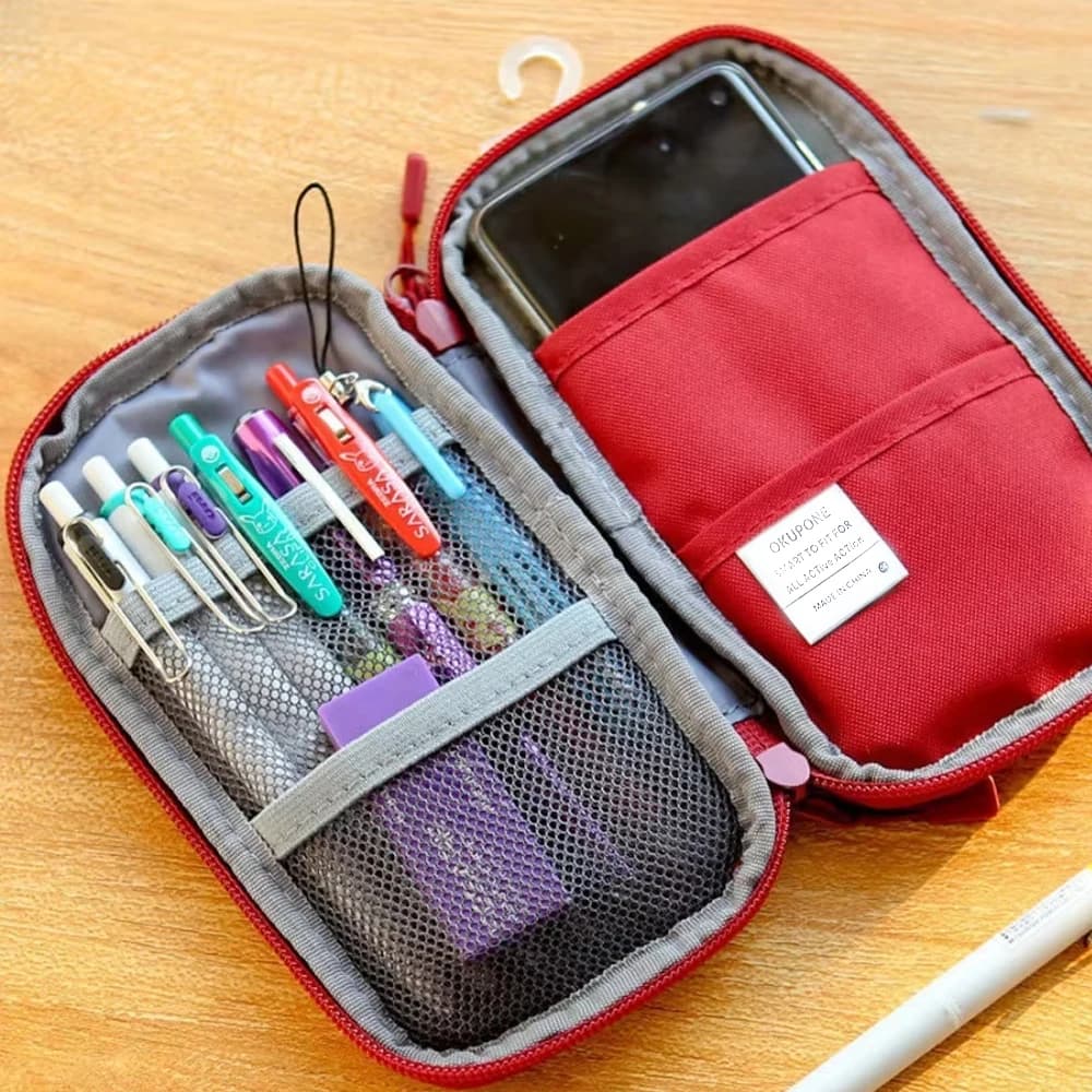 Korean Kawaii Pencil Case School Storage Bag Macaron Color Multi-function Large Capacity Pencil Cases for Phone Stationery
