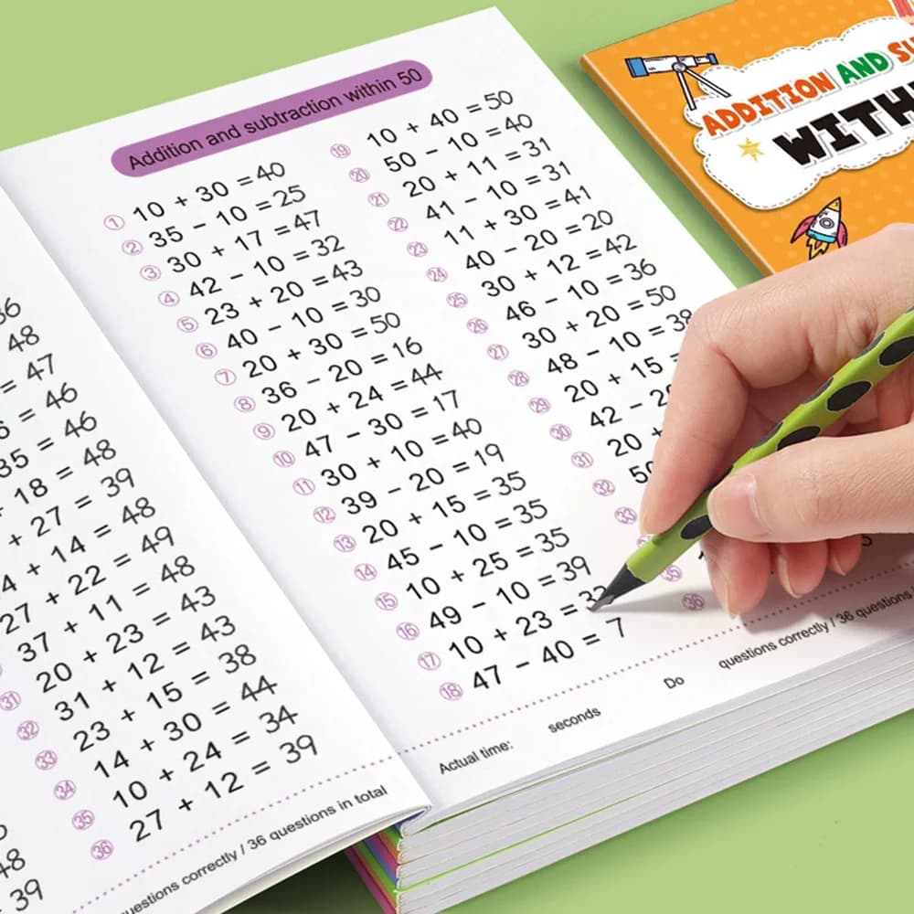 1Book Child‘s Addition and Subtraction Arithmetic Exercise Book Quick Calculation Math Training Math Arithmetic Books 10-100