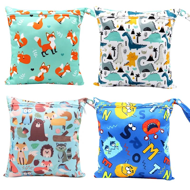 Mommy Diaper Bag for Baby Reusable Cloth Nappy Wet Bag Infant Portable Waterproof Stroller Dry Pail Pocket 28*30cm