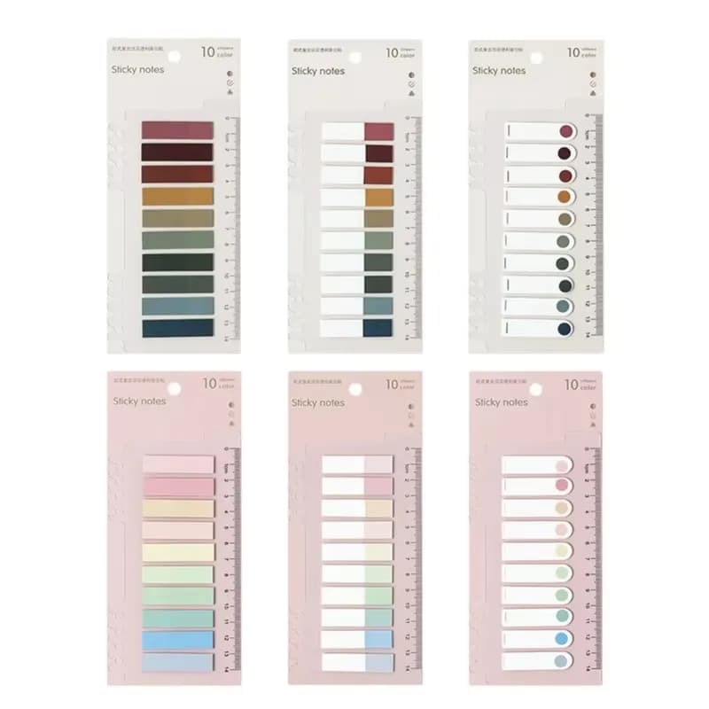 1/2/6pcs Vintage Colors Sticky Note Tabs Writable Index File Tabs Flags for Pages or Book Markers Reading Notes Classify File