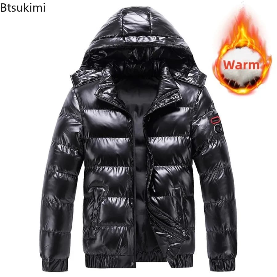Men's Parkas Winter Jacket Mens Stand Collar Fashion New WarmThickened Hooded Waterproof Puffer Jacket Solid Casual Streetwear