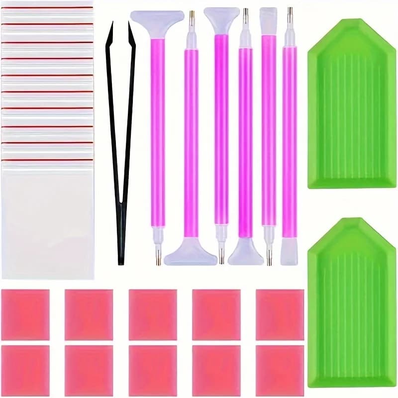 Diamond painting kit (29 pieces) DIY 5D diamond painting accessory combination kit, including diamond stitching pen, tweezers, d