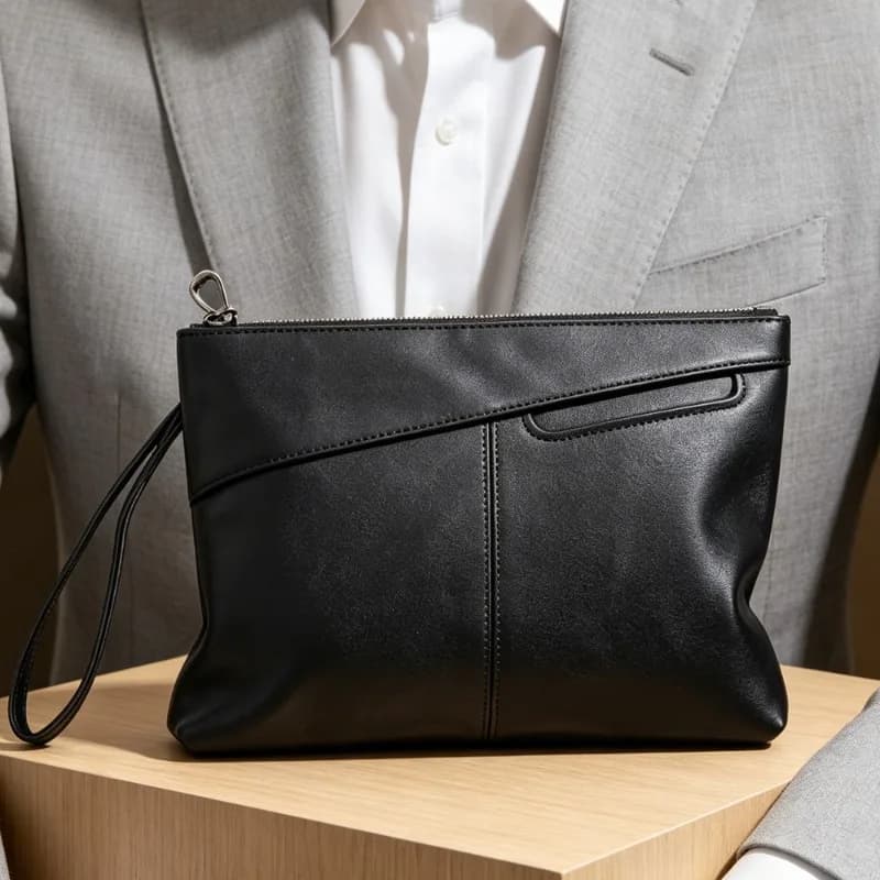 Business Clutches Men Handbag Luxury Large Capacity Men's Clutch Bags Soft Leather Envelope Clutch Male Purse Wrist Hand Bag